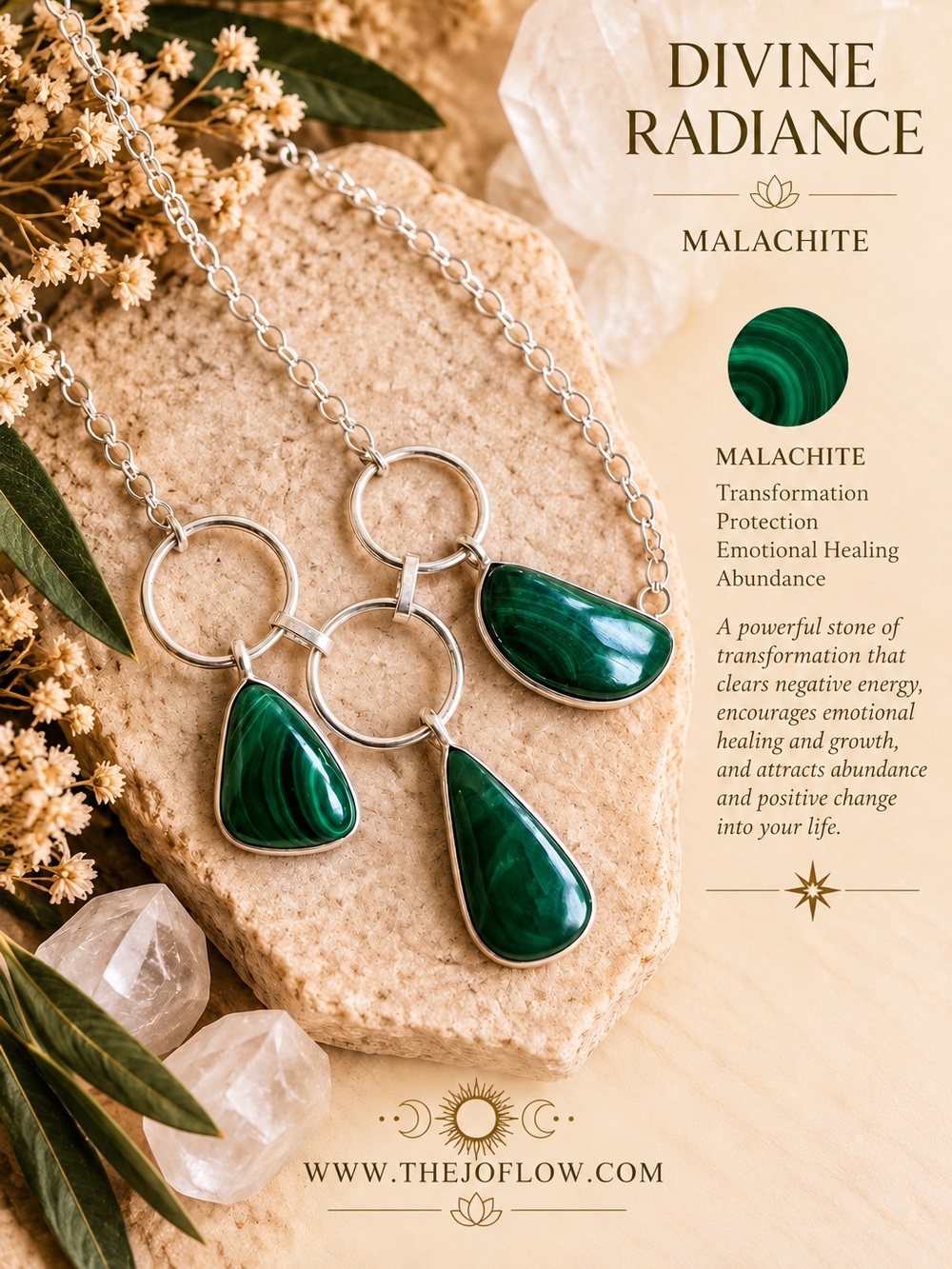 925 ABUNDANCE! Triple Link MALACHITE Necklace